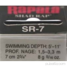 Rapala Shad Rap Lure Size 07, 2 3/4 Length, 5'-11' Depth, 2 Number 6 Treble Hooks, Silver, Per 1 000900883